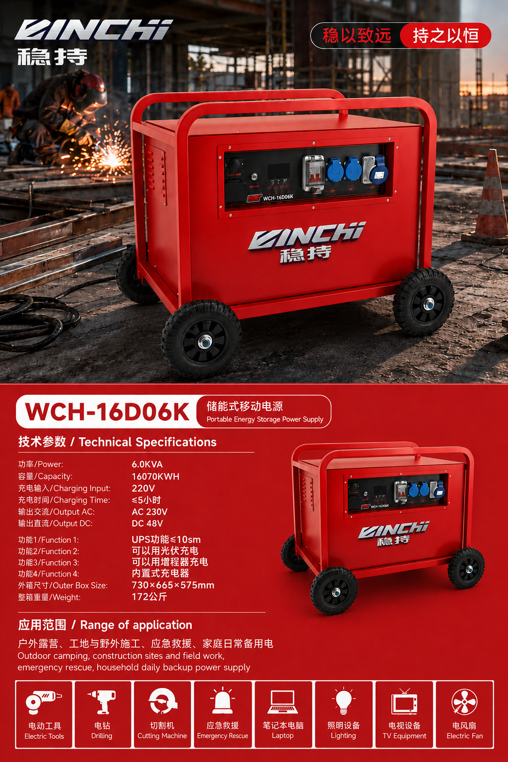 WINCHI WCH-16D06K portable power station